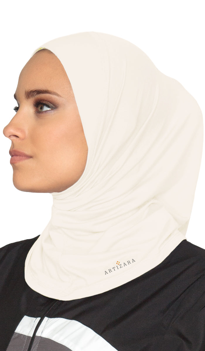  One Piece Stretch Sports Hijab - Cream 