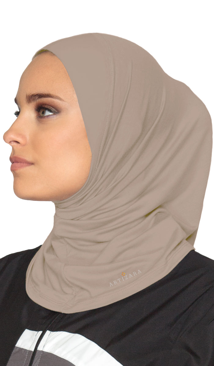  One Piece Stretch Sports Hijab - Mocha 