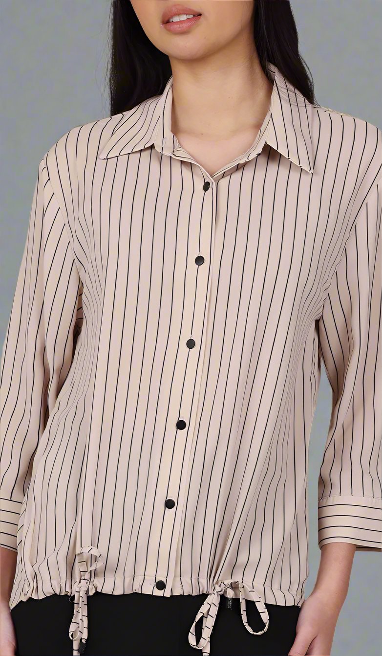  Parvin Pinstripe Button-down Shirt - Mocha 