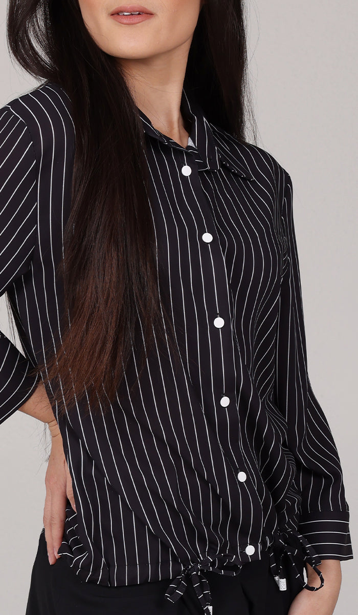  Parvin Pinstripe Button-down Shirt - Black 