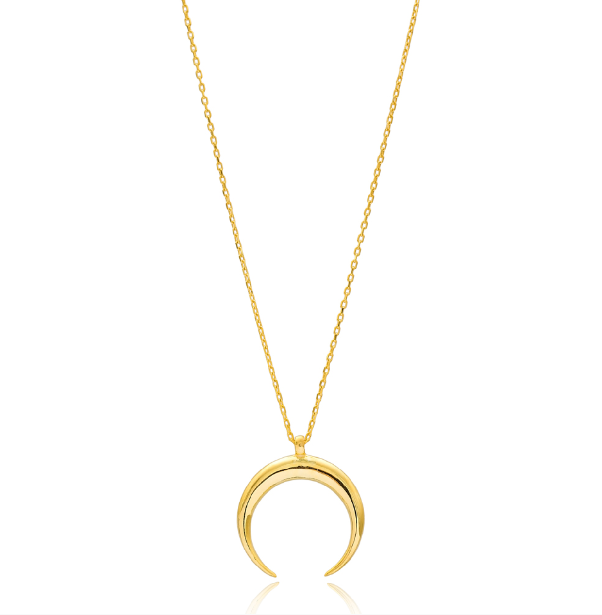  Saba Simple Sterling Silver Crescent Moon Necklace - Gold 