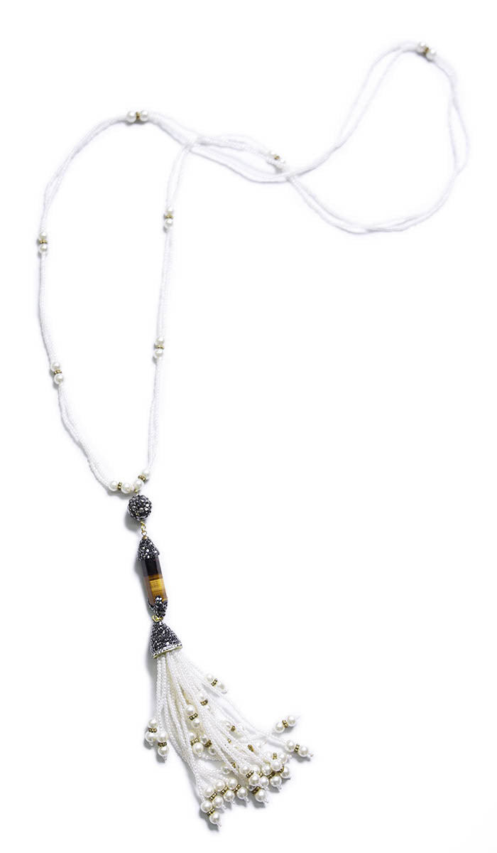  Turkish Artisan Tassel Necklace - Tigers Eye 