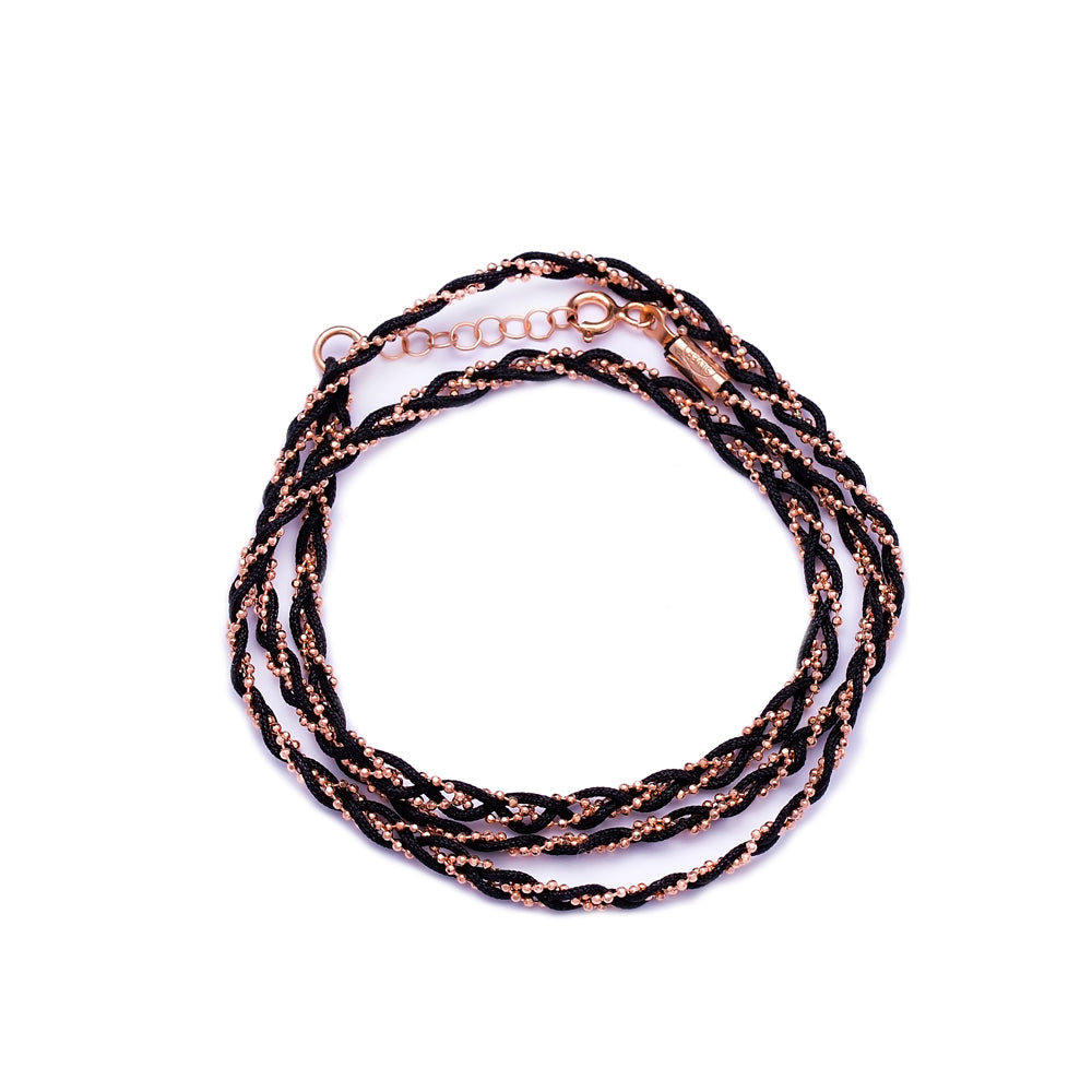  Yusra Rose Gold plated Sterling Silver Braided Necklace/ Bracelet/ Anklet 