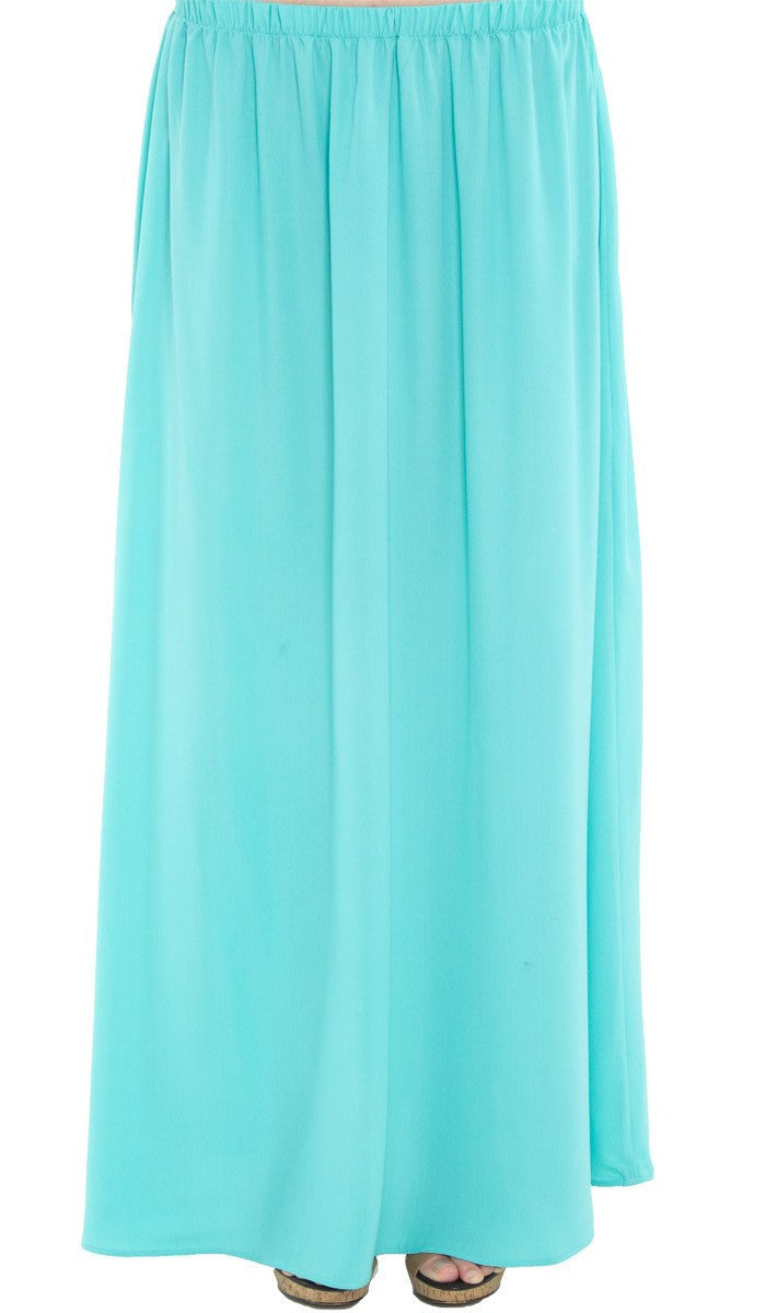  Izzah Gathered Long Maxi Skirt- Aqua - FINAL SALE 