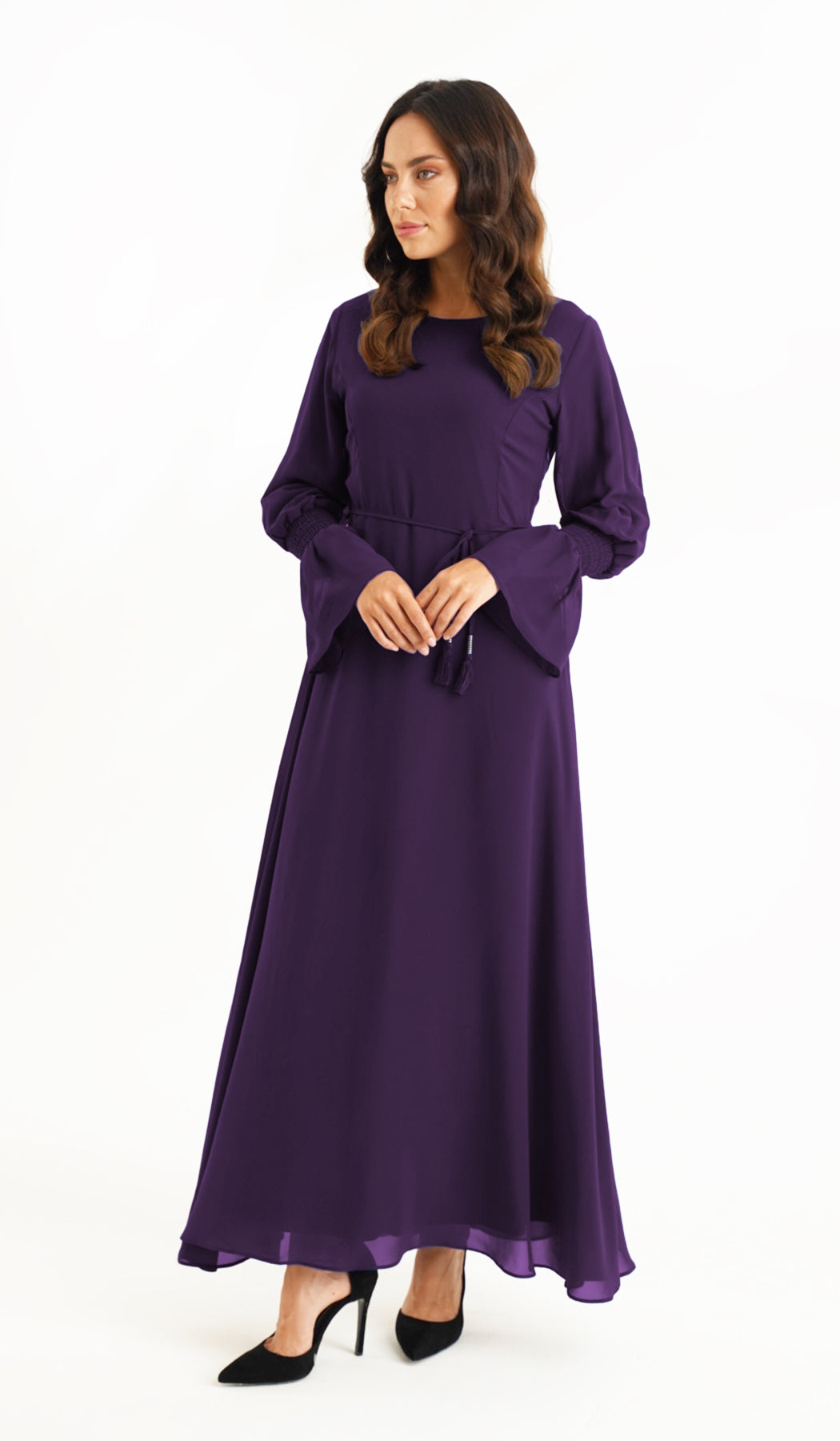  Merve Modest Long Chiffon Maxi Dress - Orchid - Final Sale 