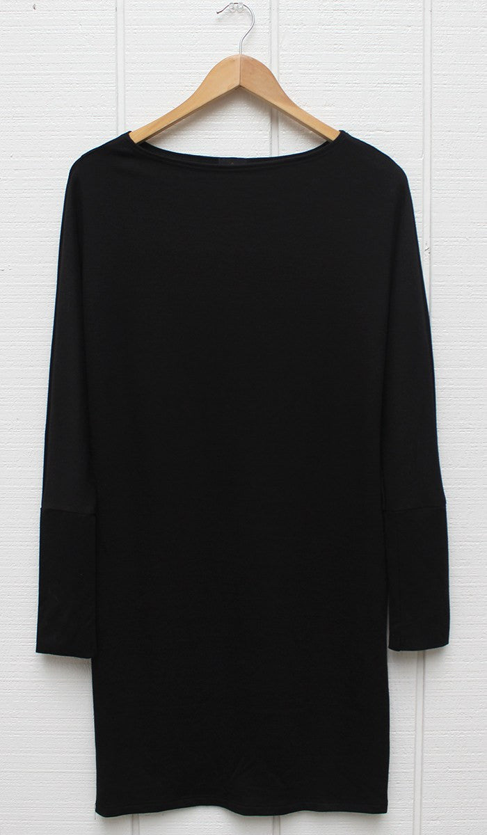  Kate Stylish Dolman Sleeve Stretch Long Tunic - Black - FINAL SALE 