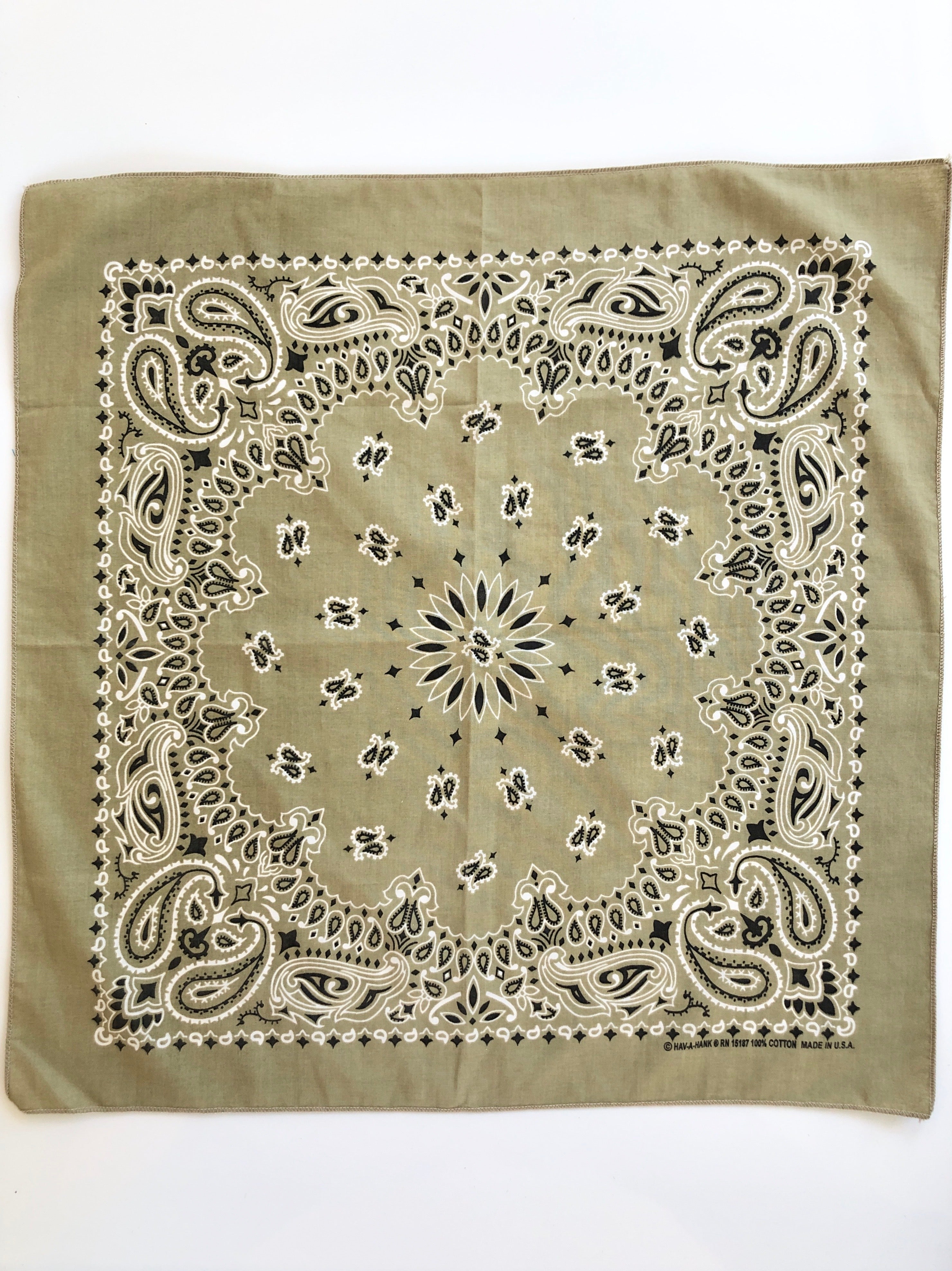 VINTAGE: Cotton Bandana - Tan