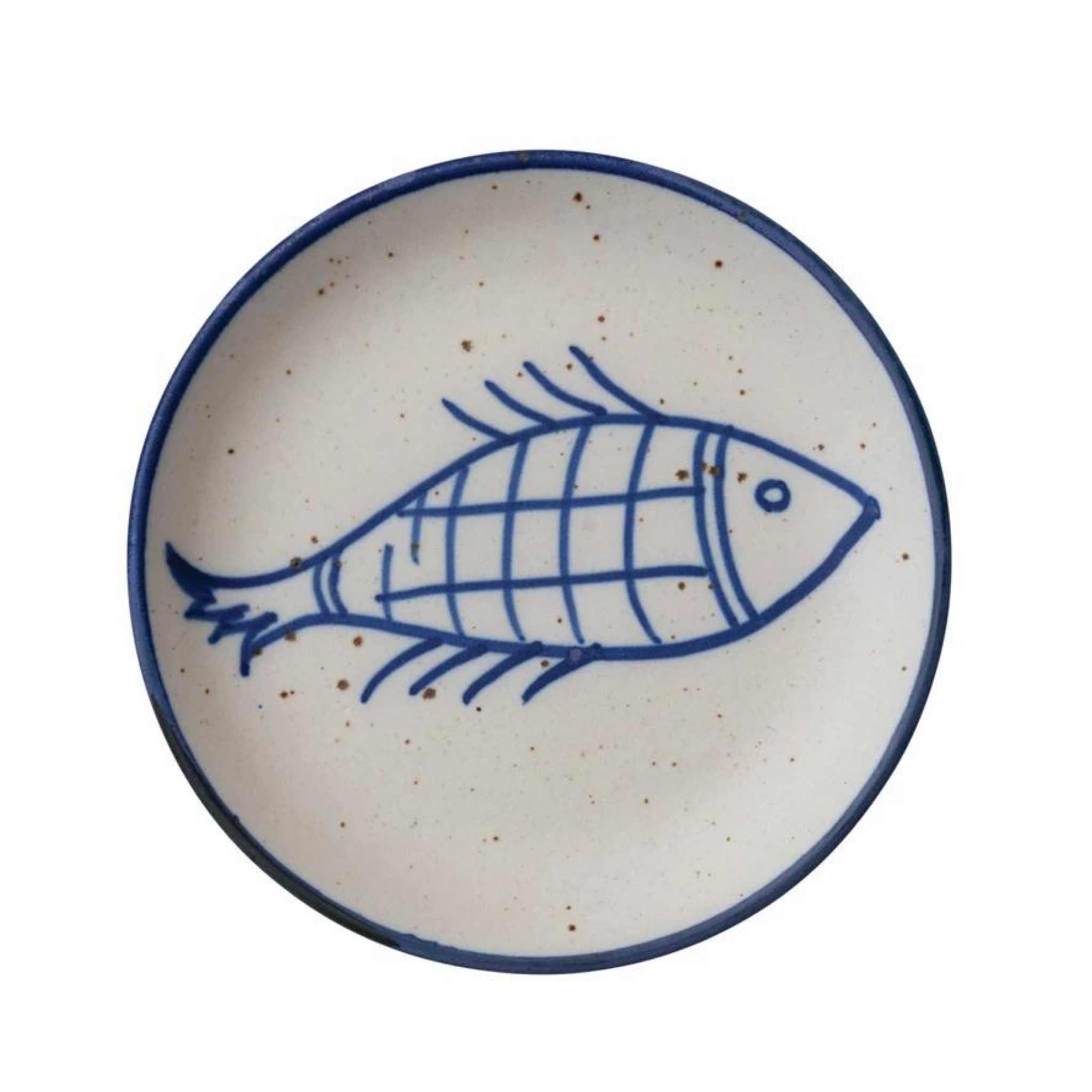 Plate - Round w/ Hand-Painted Fish