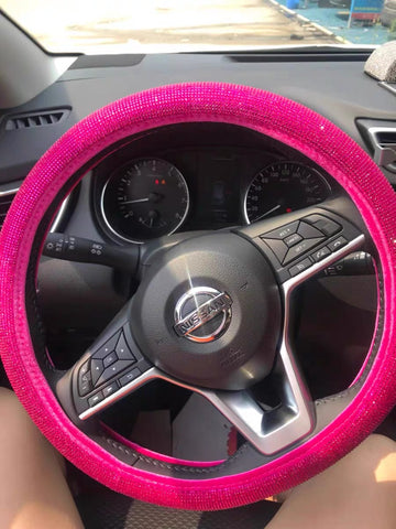Hot pink bling steerng wheel cover