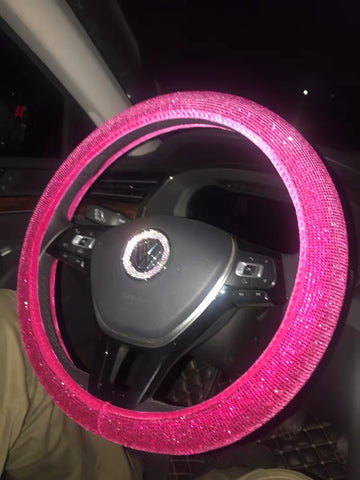 Hot pink bling steerng wheel cover