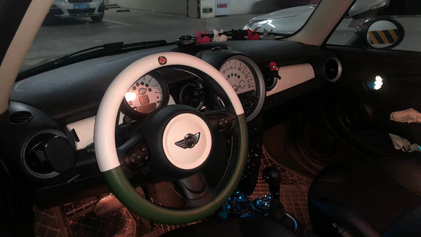 Original Designed Leather Steering Wheel Cover for Mini Cooper Countryman Clubman - Unique and Personalized