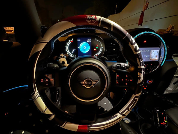 Original Designed Leather Steering Wheel Cover for Mini Cooper Countryman Clubman - Unique and Personalized