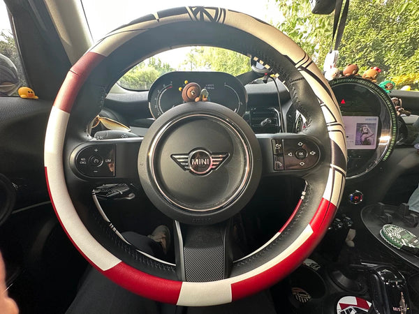 Original Designed Leather Steering Wheel Cover for Mini Cooper Countryman Clubman - Unique and Personalized