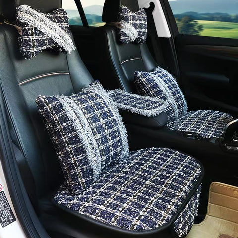 Tweed Elegant Car Accessories -Neck Pillow seatbelt cover Steering Whe ...