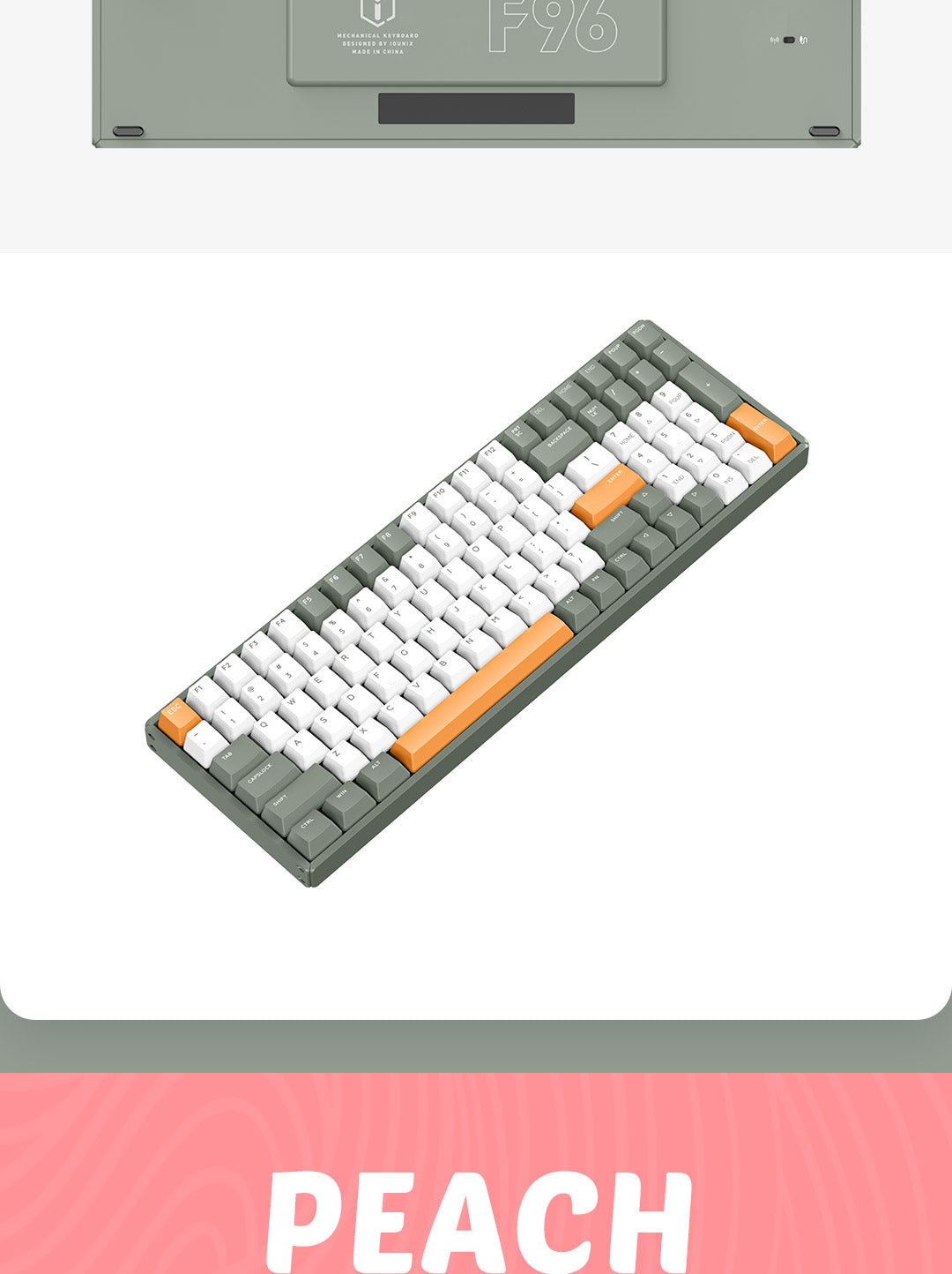 Bàn phím cơ IQUNIX F96 Avocado / Soda Bubbles / Grape Milk / Peach / Blueberry Wireless Mechanical Keyboard (24) F96 Avocado Color Mechanical Keyboard