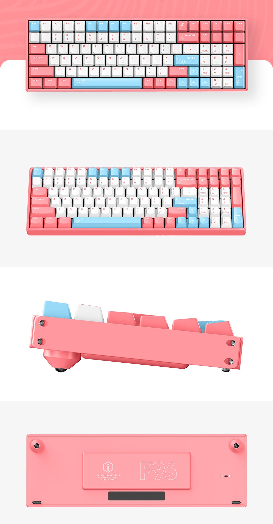Bàn phím cơ IQUNIX F96 Avocado / Soda Bubbles / Grape Milk / Peach / Blueberry Wireless Mechanical Keyboard (25) F96 Peach Mechanical Keyboard