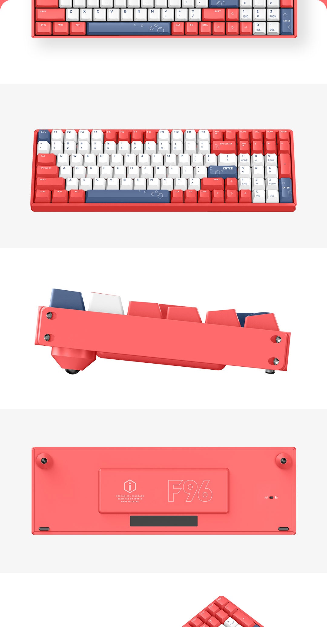 Bàn phím cơ IQUNIX F96 Avocado / Soda Bubbles / Grape Milk / Peach / Blueberry Wireless Mechanical Keyboard (27) F96 Soda Bubble Mechanical Keyboard