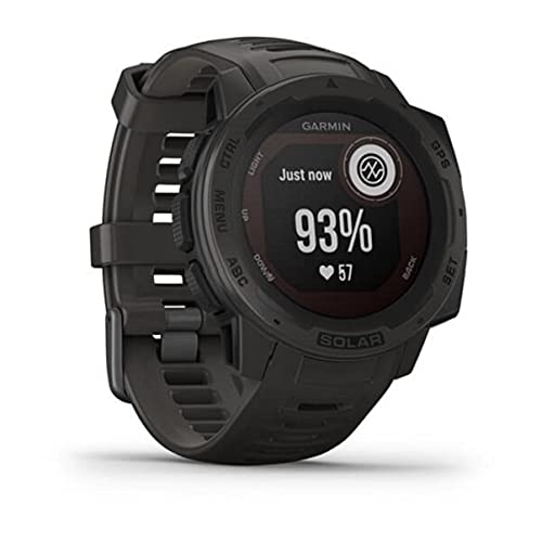 Garmin 010-02293-10 Instinct Solar, Rugged Outdoor Smartwatch with Solar Charging Capabilities, Built-in Sports Apps and Health Monitoring, Graphite