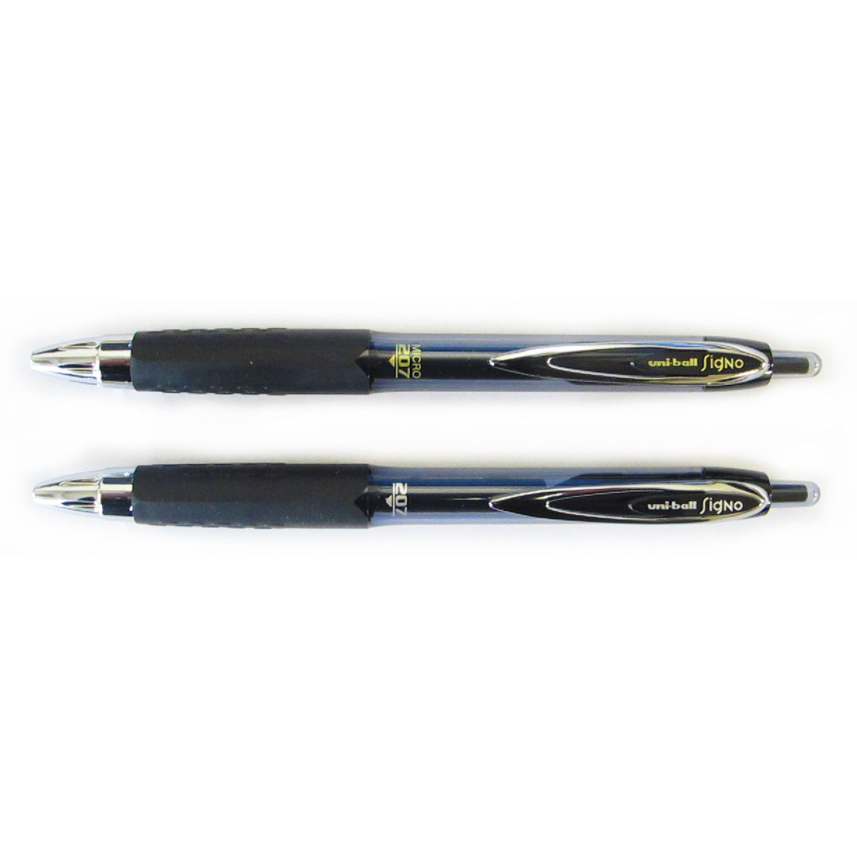 Uni Ball Signo 207 RT Micro and Medium Black Retractable Gel Ink Pen Set