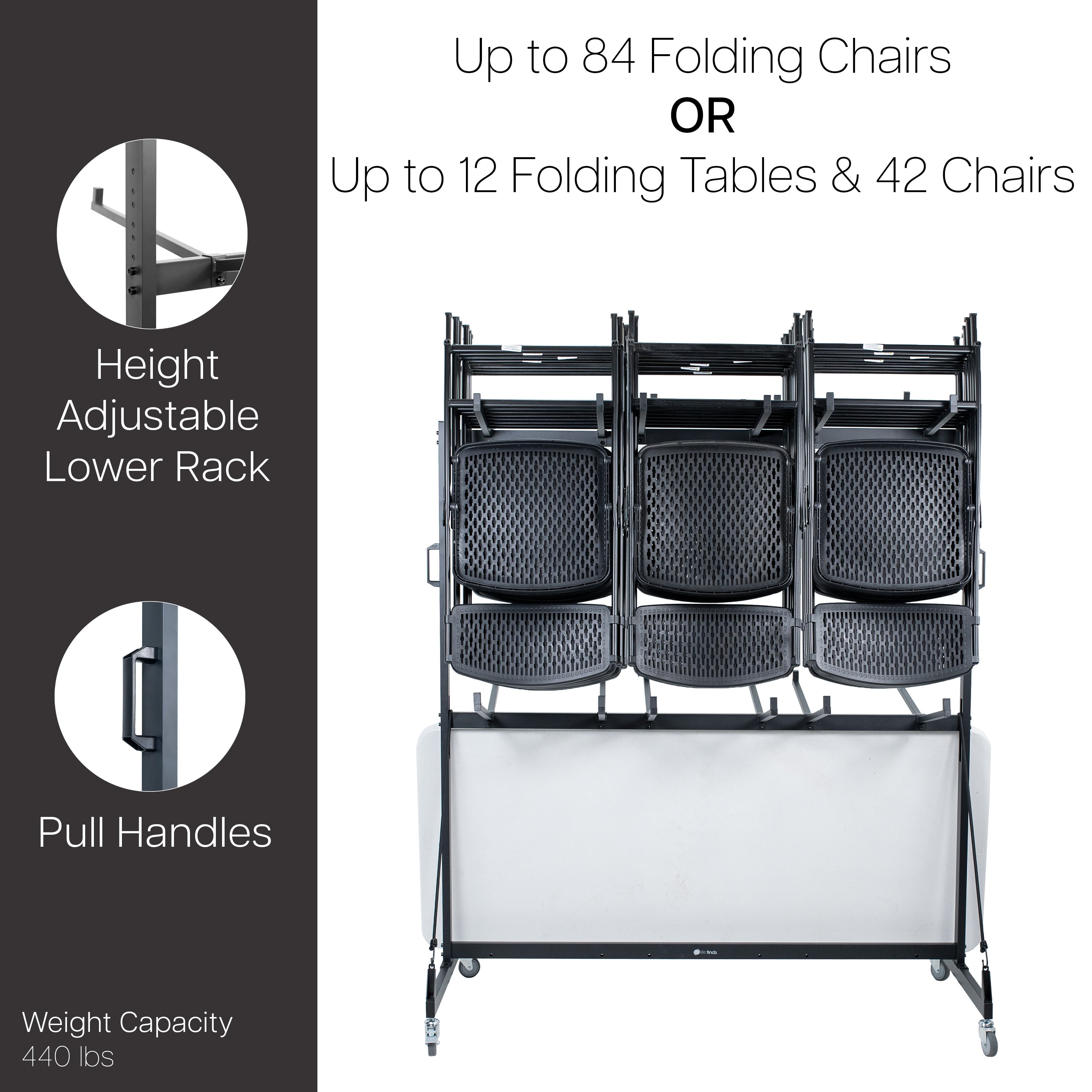 Life Finds by VIVO Folding Table and Chair Cart with Cover