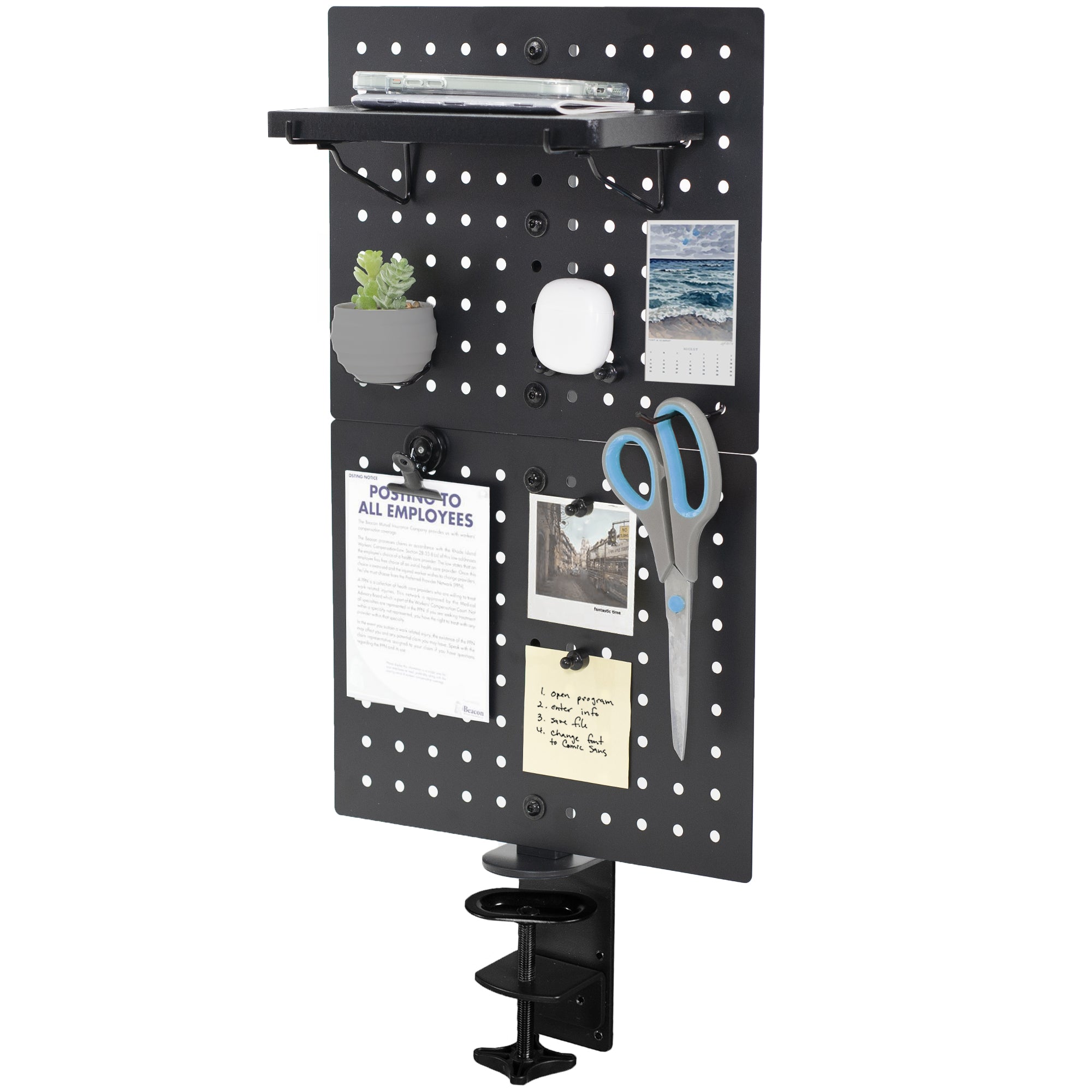 Clamp-on Desk Back Pegboard Panel & Accessory Holder