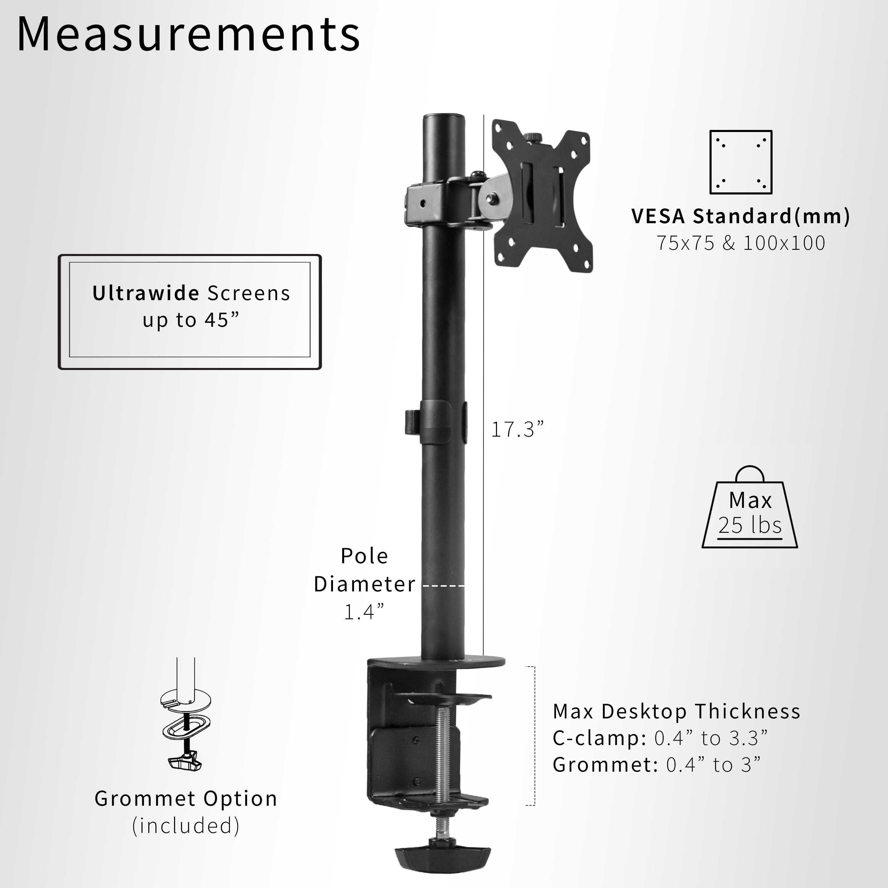 Single Ultrawide Monitor Desk Mount