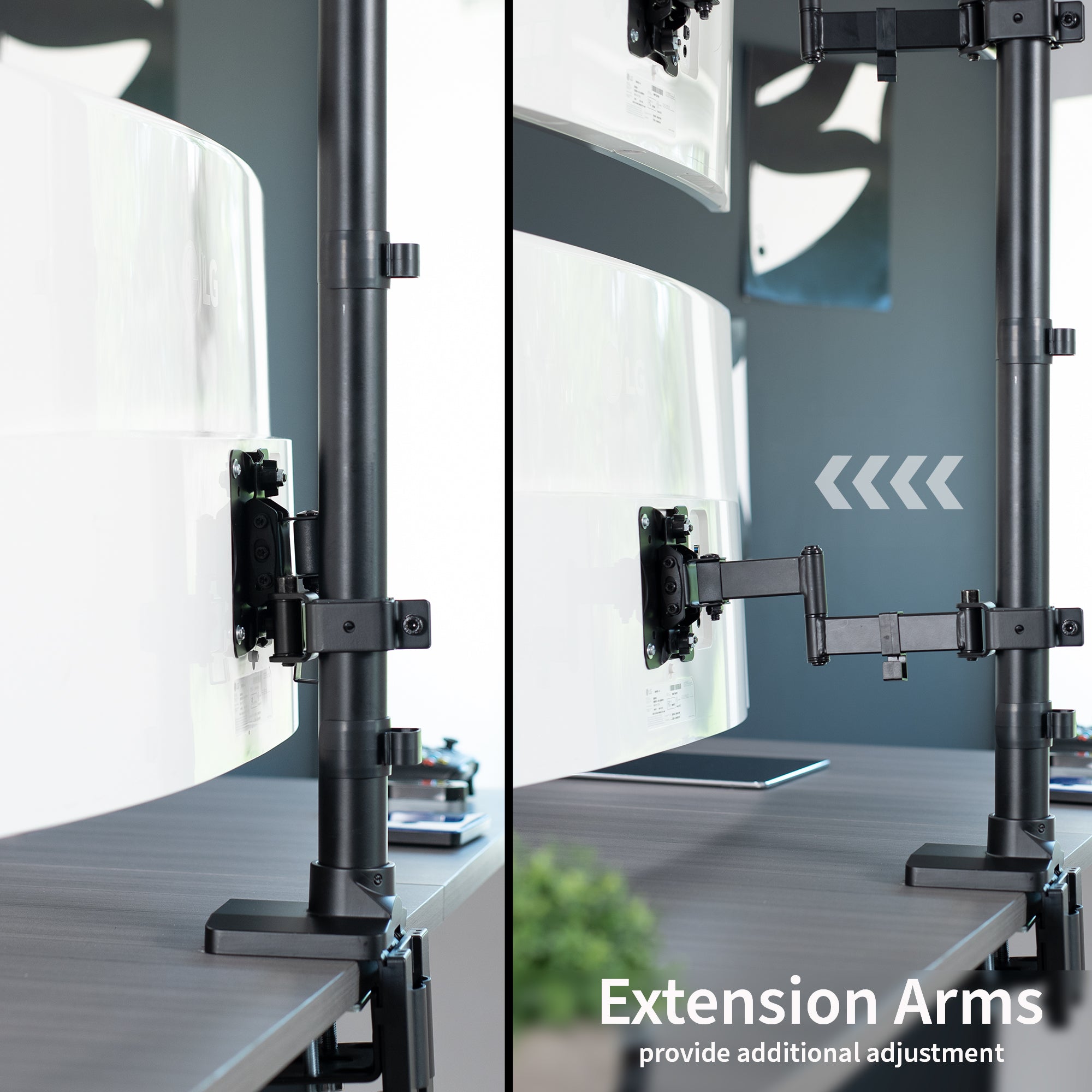 Dual Ultrawide Vertical Monitor Desk Mount with Arms