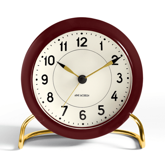 Arne Jacobsen Station Alarm Clock - Burgundy - SALE