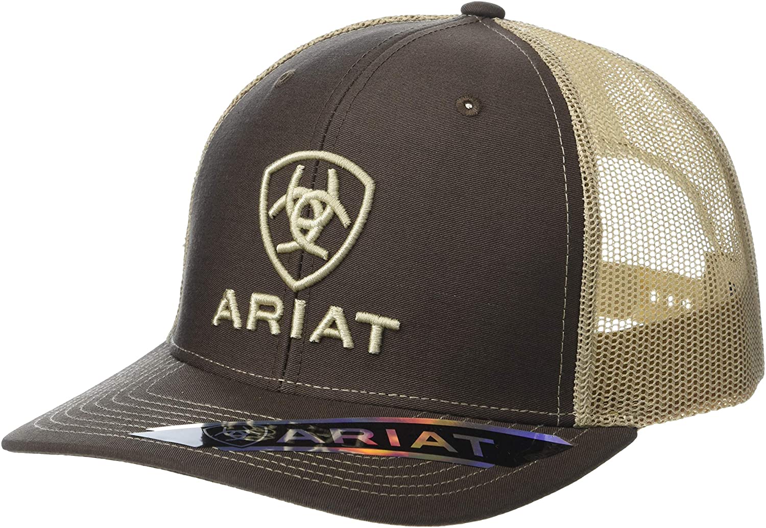 Ariat Mens Richardson 112 Adjustable Snapback Trucker Hat (Brown/Tan)