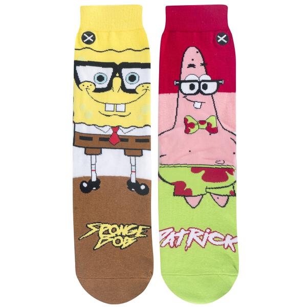 Spongebob & Patrick Nerd Crew Length Socks