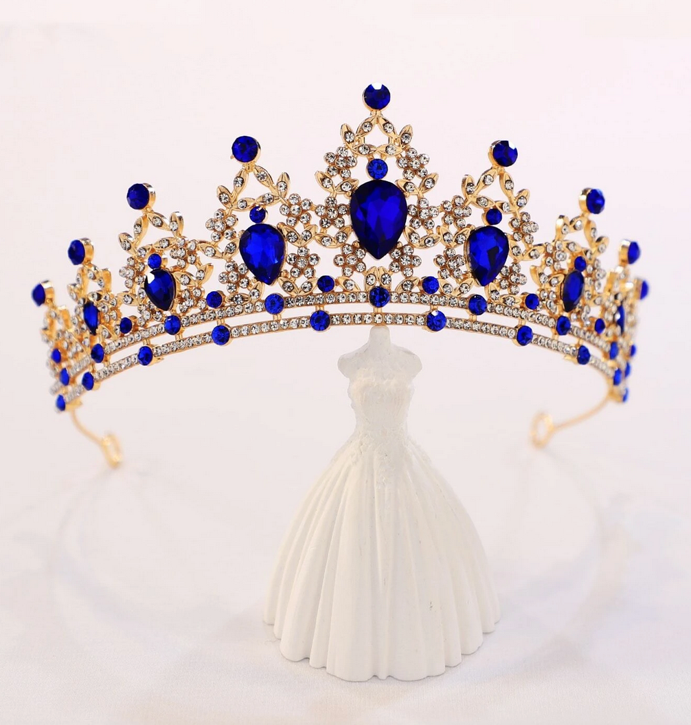 Rhinestone Blue and Gold Crown