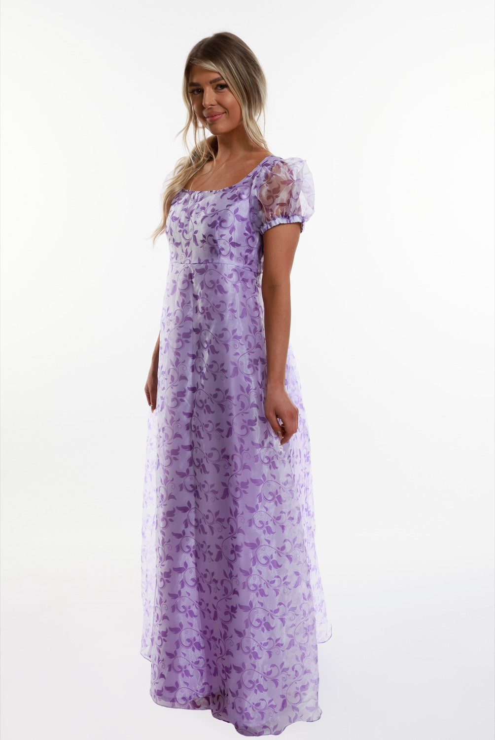 Lavender Adult Regency Puff Sleeve Dress