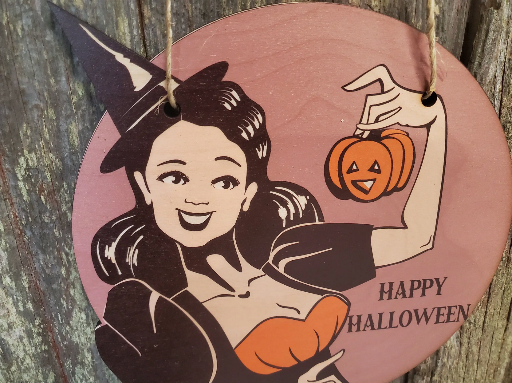Vintage Witch Happy Halloween Wall Decor