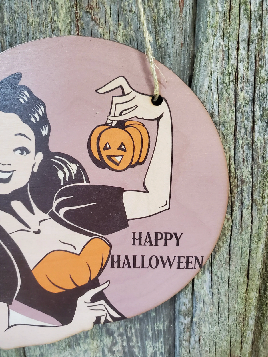 Vintage Witch Happy Halloween Wall Decor
