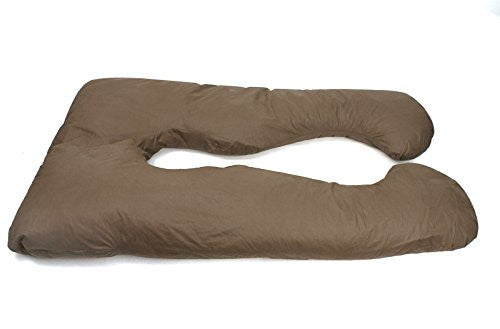 ZENY? Pregnancy Pillow Maternity Belly Contoured Body U Shape Extra Comfort Cuddler w/ Zippered Cover- Brown