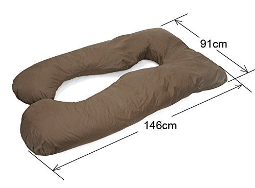 ZENY? Pregnancy Pillow Maternity Belly Contoured Body U Shape Extra Comfort Cuddler w/ Zippered Cover- Brown