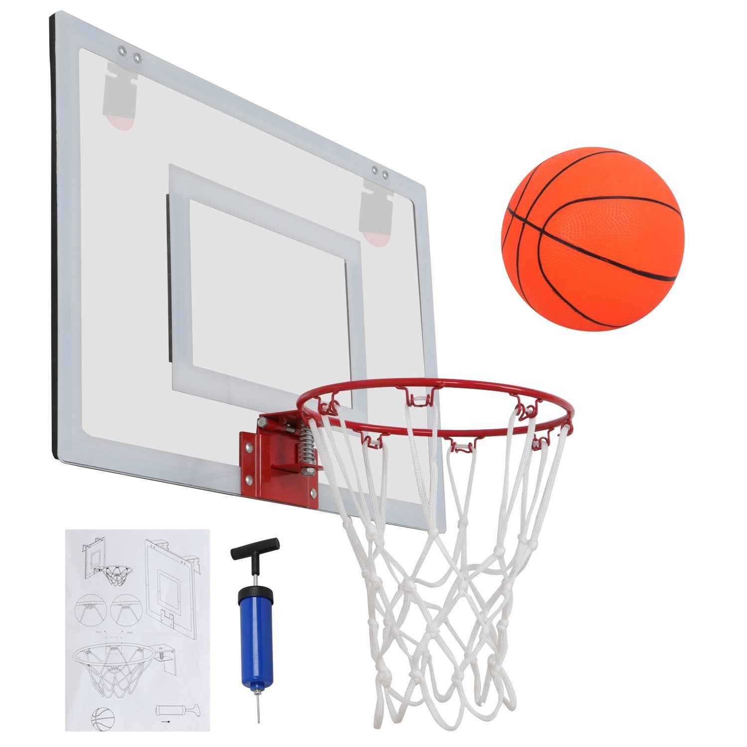 ZENY? Mini Basketball Hoop Set w/ a 5.5' Ball and Hand Pump Over the Door Basketball Backboard