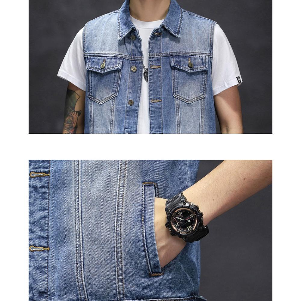 Mens Faded Button Up Denim Vest