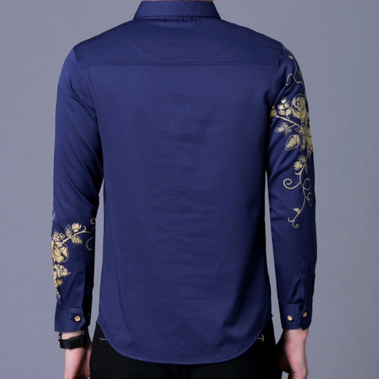 Mens Shirt With Floral Design on Front and Sleeve