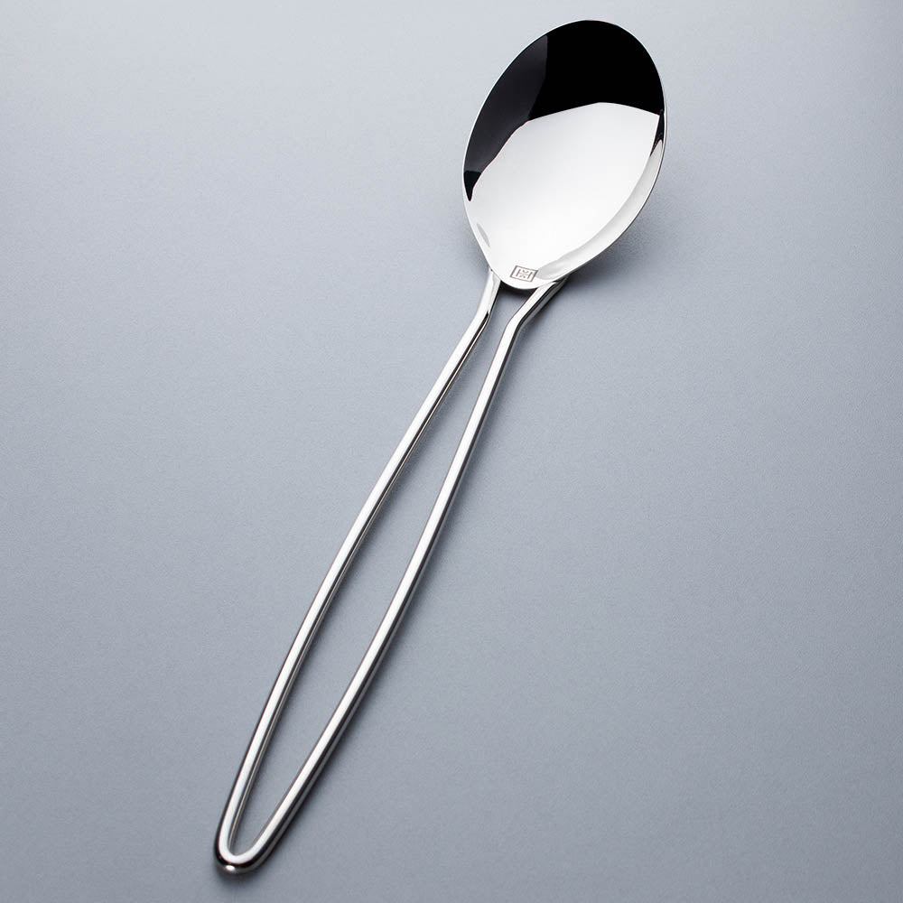 Solid Serving Spoon with Bowed Twin Wire Handles