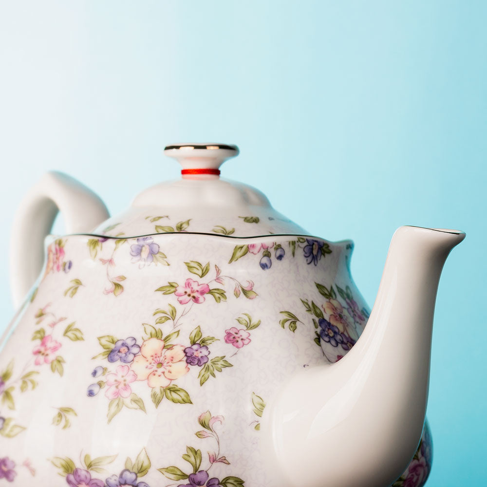 Fine Bone China Floral Tea Pot with Cover