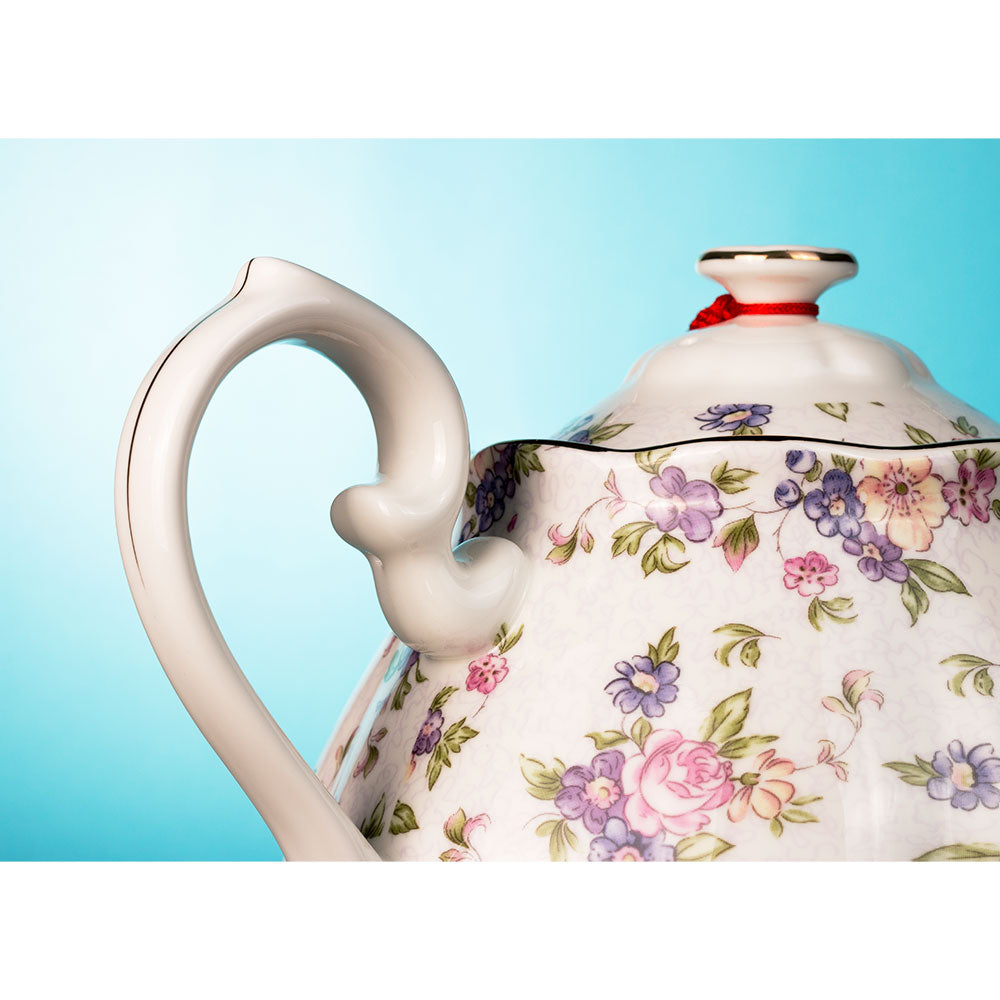 Fine Bone China Floral Tea Pot with Cover