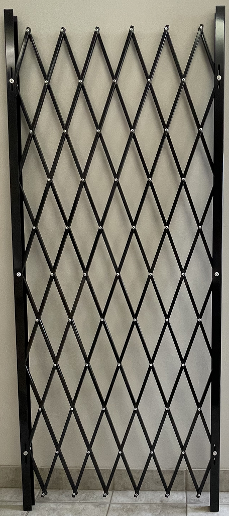 Folding Security Gate Black 66 - Inch High, in 38, 48, 58, 68 ,78 and 88 - Inch Multiple Lengths