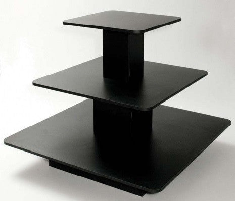 Square 3 Tier Table in maple, black ------ AO-SC-S3T(M)/ 3TIEB