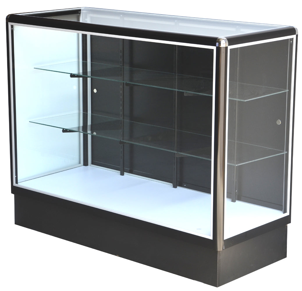 Glass Display With Black Aluminum Frame Full Vision 70 x 38 x20 - Inch --- AL16B---Unassembled