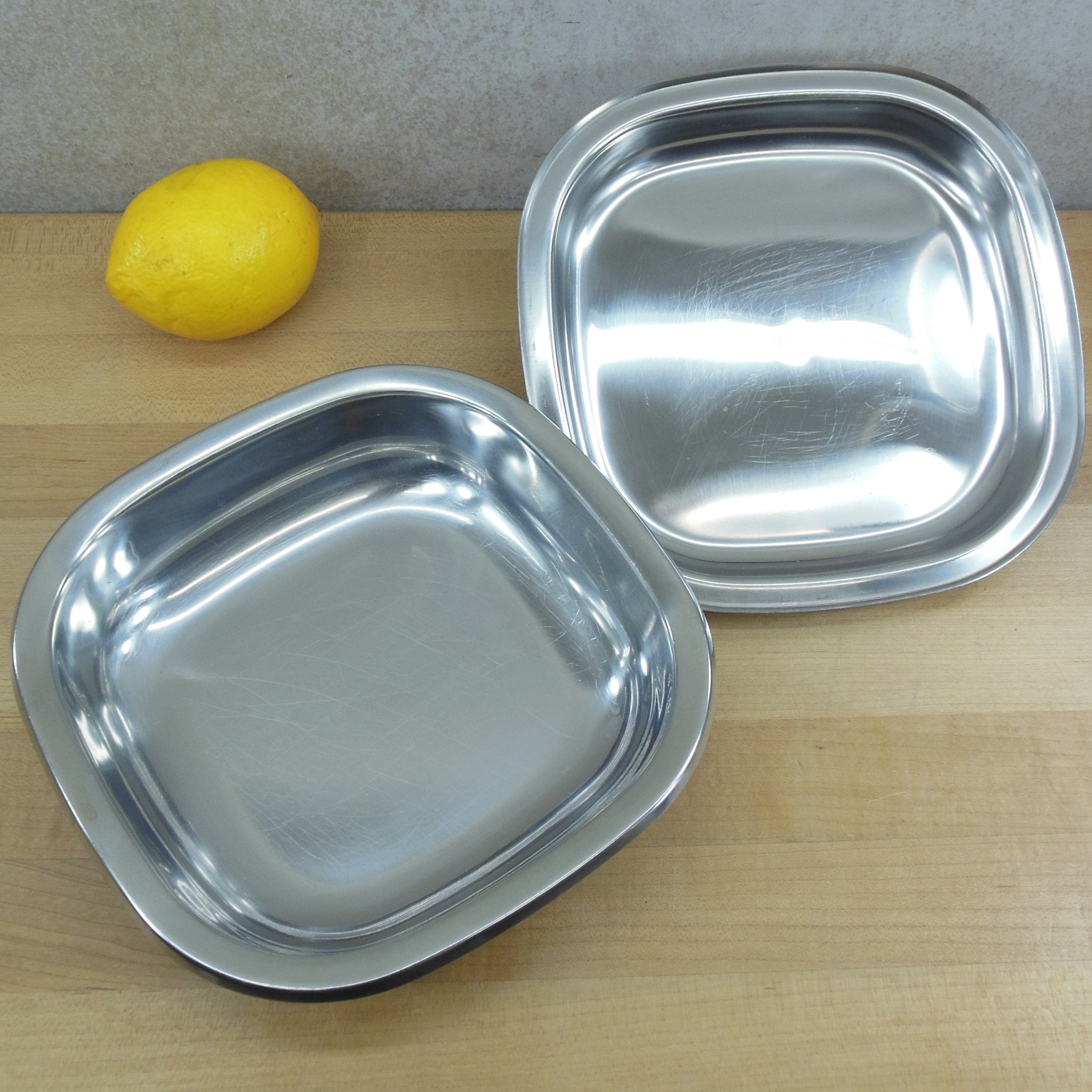 Gense Sweden 18-8 Stainless Lidded Square Dish Bowl Hinged Knob