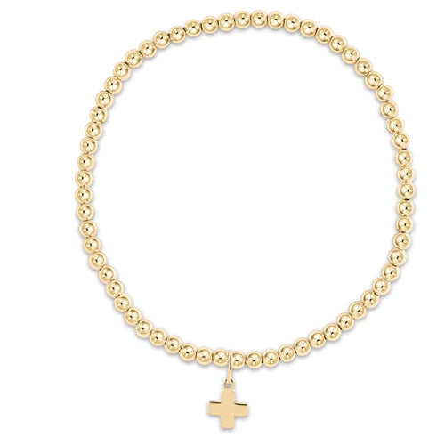 Enewton egirl Classic Gold 3mm Bead Bracelet Signature Cross Gold Charm