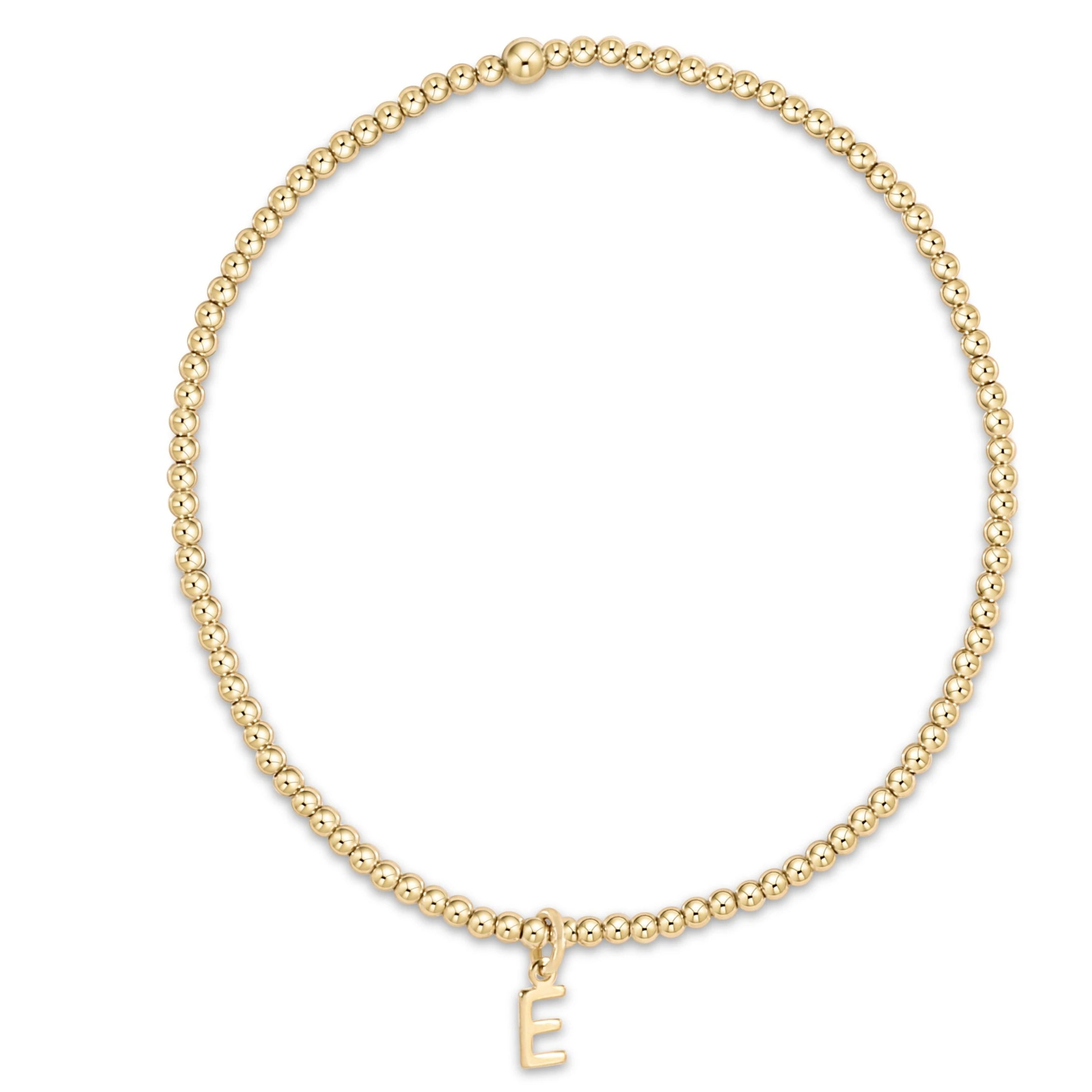 Enewton Classic Gold 2mm Bead Bracelet Respect Gold Charm Letters