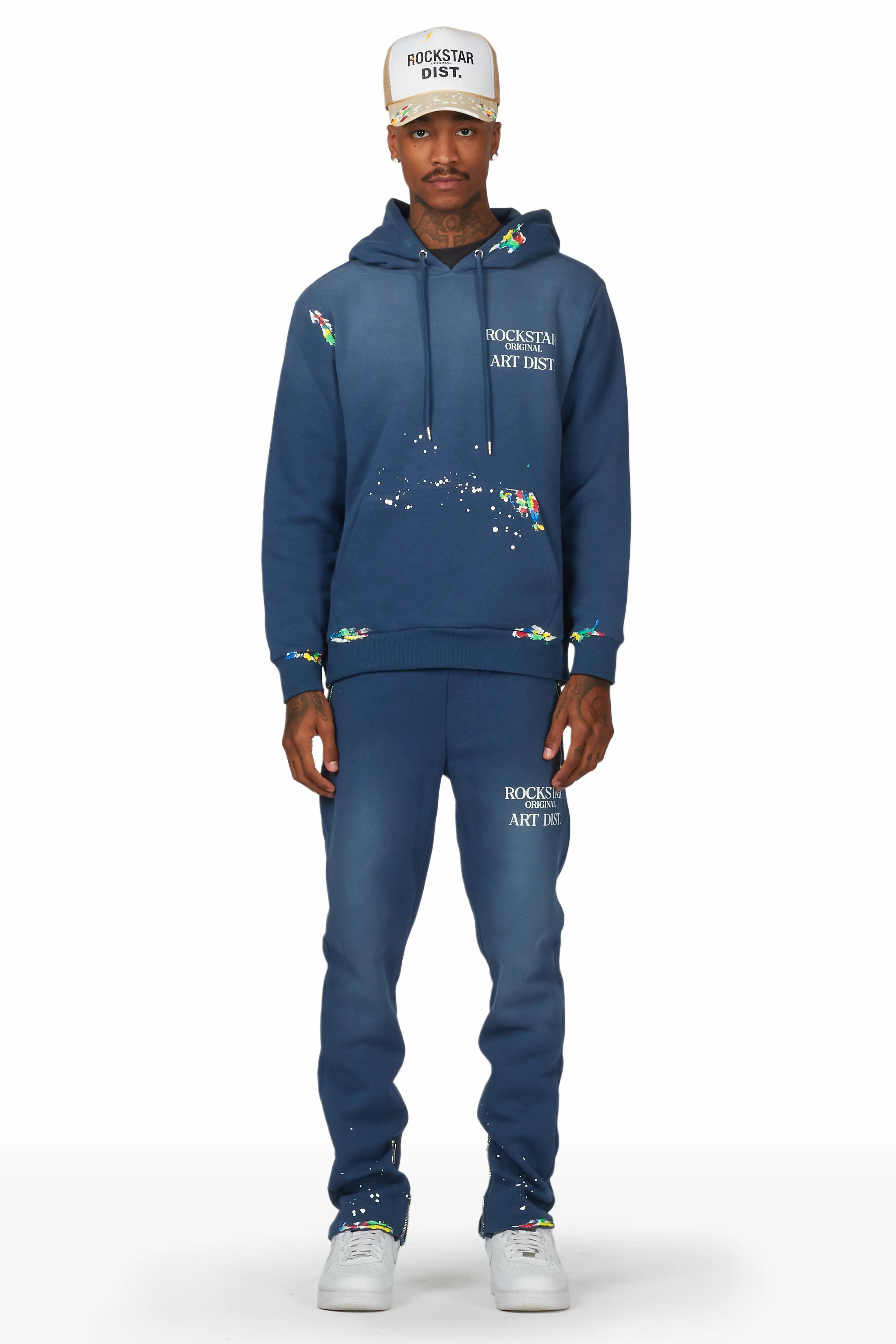 Rockstar Art Dist. Navy Hoodie Slim Fit Pant Set