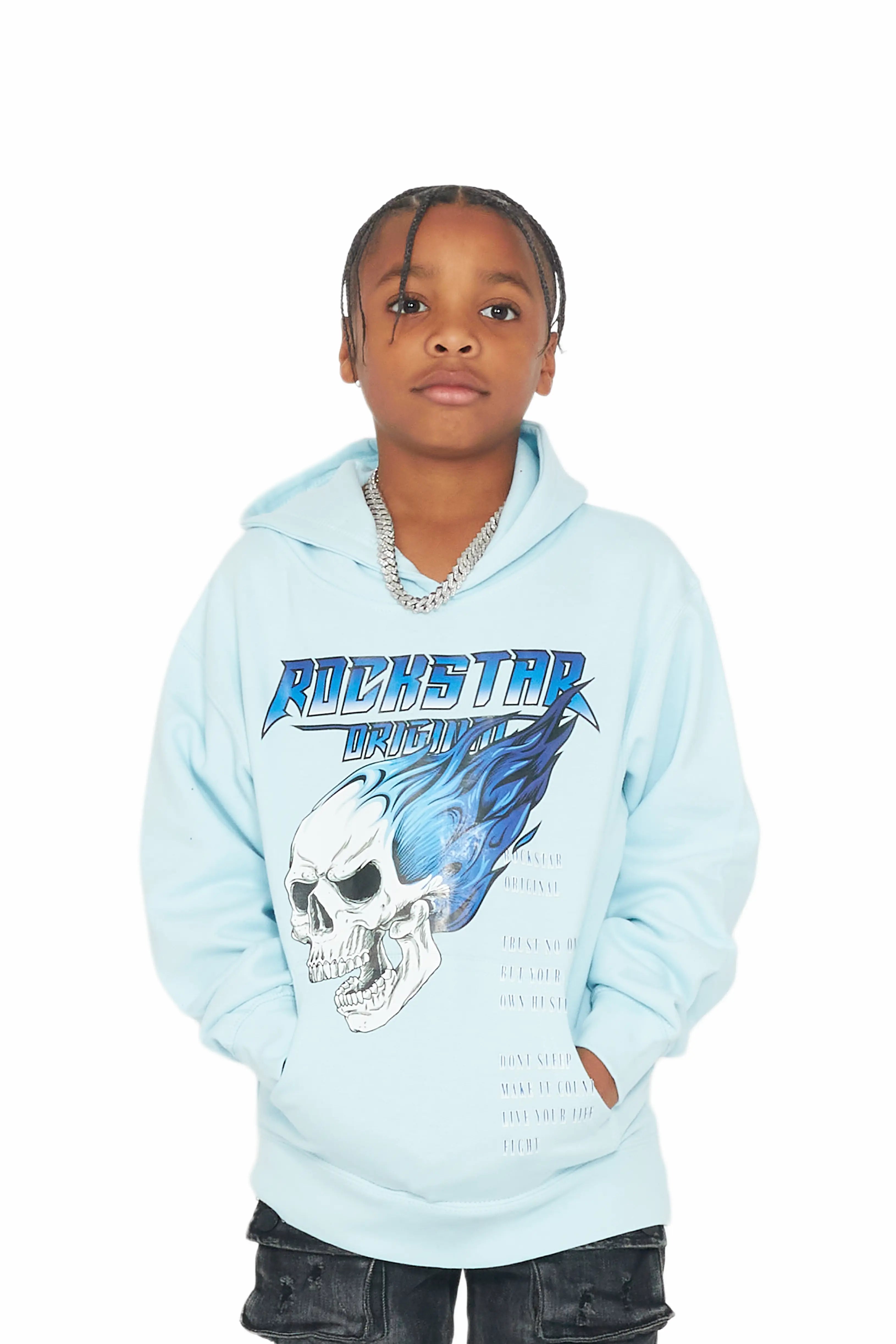 Boys Ozias Baby Blue Graphic Hoodie